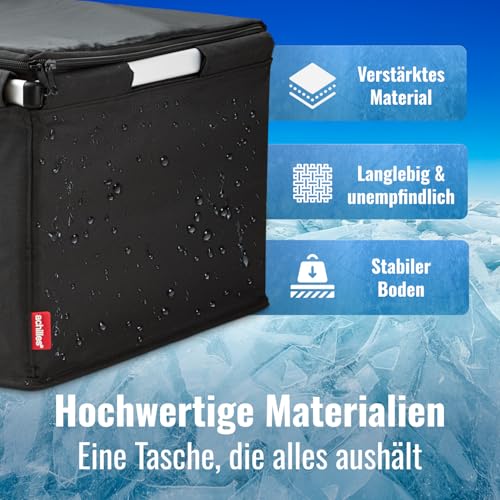 Foto von achilles Transportbox mit Kühlfunktion, Einkaufsbox mit Kühleinsatz, Kühlkorb groß, Einkaufskorb, klappbarer Kühlkorb, Klappbare Kühlbox, 61,5x42x29cm (Schwarz)