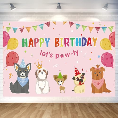 犬 バースデー タペストリー ピンク いぬ ペット 誕生日 飾り付け バースデー フォトポスター いぬ 誕生日 写真背景 Happy Birthday パーティー タペストリー おしゃれ 誕生日 デコレーション 子供