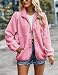 Vimyig Leichte Cropped-Fleece-Jacke für Damen, Winter, warme Sherpa-Jacke, Mantel, Oberbekleidung mit Taschen, Pink, S