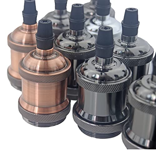 Rextin 5Pcs E26 Vintage Lamp Socket Pendant Bulb Socket E26 E27 Vintage Bulb Holders Ceramic For Diy Lighting Bulbs  Industrial Decorative (Red Bronze 5Pcs) #TOP1