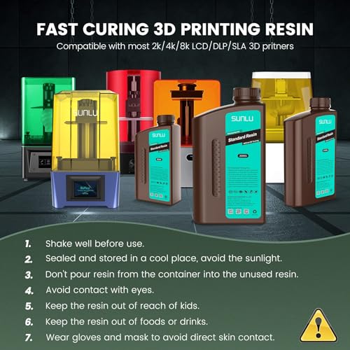 sunlu 3d printer resin 2kg fast curing standard 3d resin for lcd dlp sla resin 3d printers 395 to 405nm uv curing 3d printing liquid photopolymer resin low shrinkage high precision 2000g grey