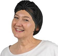 100x ARNOMED® Gorros Desechable 52 CM Negro, Gorros Desechables para Hombre & Mujier, Gorro para Quirurgico, Gastronomía & Cocina Desechable, Red para el Pelo, Cubrecabeza Desechable