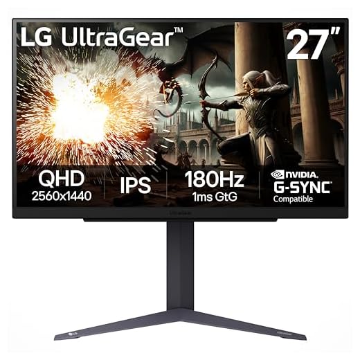 LG 27GS75Q-B 27-inch Ultragear QHD (2560x1440) Gaming Monitor, 180Hz (O/C 200Hz), 1ms, IPS, NVIDIA G-SYNC Compatible, AMD FreeSync, HDR10, Tilt/Height/Pivot Stand, HDMI, DisplayPort, Black