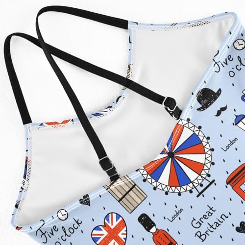 Girls Retro English London Swimsuit One Piece Bathing Suit Kids Swimming Suits Beach Swimwear 3-10T4
