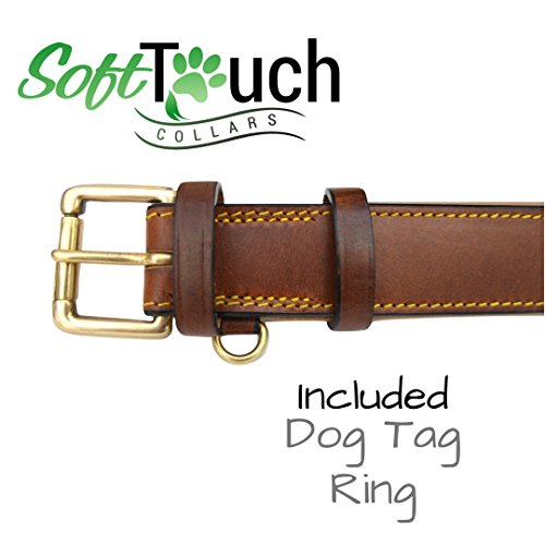 Soft Touch Collars Padded Leather Dog Collar, Large Brown, Real Genuine Leather , 24" Long X 1.5 Wide , Fits Neck Size 18" To 21" Inches #TOP5