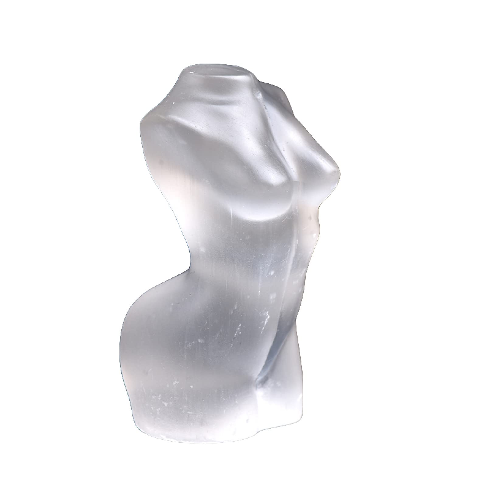 lleno de textura Estatua de cuerpo de cristal de selenita de cuarzo transparente Tallada a mano Modelo femenino Escultura de cristal Artesanía Oficina en el hogar Decoración de escritorio Adornos de e