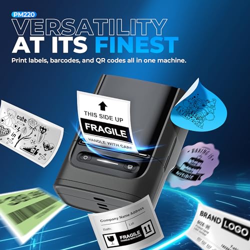 Image of Nelko Label Maker Machine with Tape, PM220 Bluetooth Label Printer, 2 Inch Portable Thermal Printer for Small Business, Logo, Clothing, Sticker Printer for Phones & PC,with 3 Labels, Black