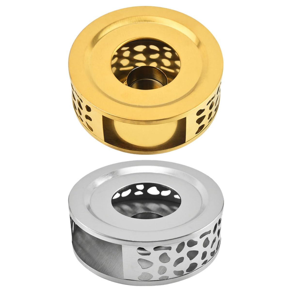 Calentador de tetera inoxidable PRETYZOOM con portavelas base ligera