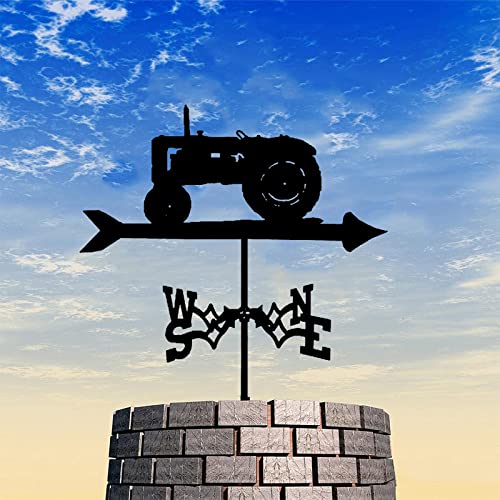 Uybag Metal Weather Vane With Agricultural Vehicles Ornament, Farmhouse Weathervane Garden Stake Wind Vane Stainless Steel Wind Direction Indicator Garden Yard Roof,A #TOP2