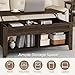 Yaheetech Lift Top Coffee Table with Hidden Storage Compartment & 2 Open Shelves, Rising Tabletop Pop Up Center Table for Living Room Reception Room, 47.5'' L, Espresso