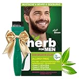 Herb For Men Mustache & Beard Dye (Deep Brown, 1 Pack), PPD-Free Ammonia-Free, Vegan with Natural Ingredients, Odorless, Gentle for Sensitive Skin, No Skin Irritation