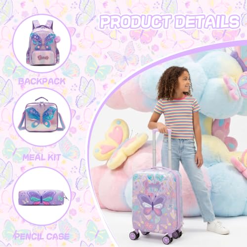 Image of Kids Luggage Set with Spinner Wheels 5 Piece 16inch Toddler Suitcase for Girls Travel Carry on Luggage Airline Approved