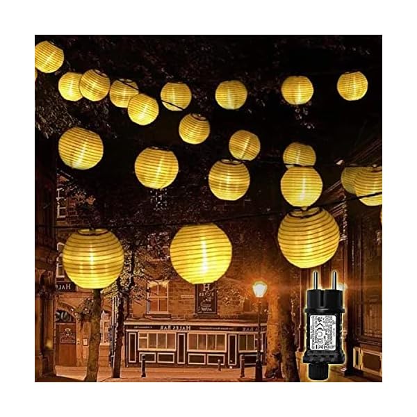 LED Lichterketten Lampions Außen Wetterfest, 10M 50 Leds Lampions Lichterkette mit Netzstecker Memoryfunktion Timer, 8 Modi Lampions Außen für Innen Garten, Hochzeit, Balkon Warmweiß