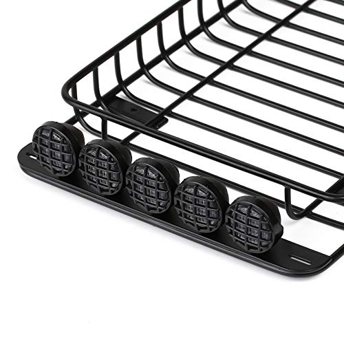 INJORA RC 1/10 Metal Roof Rack Luggage with 5 LED Set for 1/10 RC Crawler Car Traxxas TRX-4 Axial SCX10 90046 SCX10 III AXI03007(Set B) - Image 3
