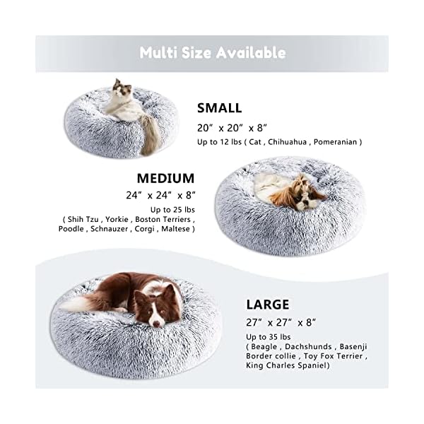 Western Home Hundebett rund Katzenbett Hundekissen Flauschig Katzenkissen Weich katzenkorb Donut Plüsch Hundebett für Kleine und Mittelgroße Hunde Katzen 50cm hellgrau – Bild 6