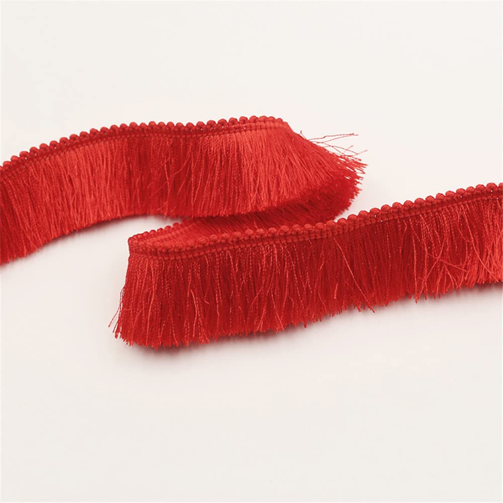 6 Meters 2.8cm Fringe Tassel Trim Fringe Trim Macrame Tassel Ribbon Cotton Tassel Fringe Lace Edging Trim Ribbon Lace Trim Fabric for Clothes Curtain Blanket Hammock Umbrella Decor Sewing (Red) — image 1