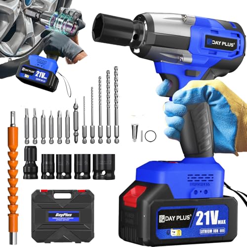 Clé à Chocs Sans Fil Brushless 550N.m，Clé à Chocs Sans Fil Brushless avec 4.0 Ah batteries,21V...