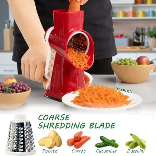 Cheese Grater with Handle, Multifunctional Manual Rotary Cheese Grater - image 6