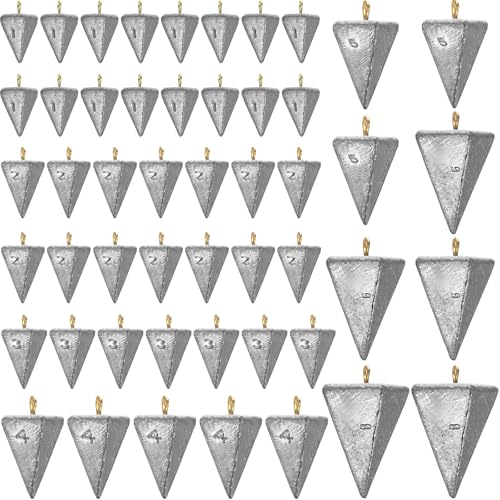 Shimeyao 18 Pieces Pyramid Sinkers Fishing Weights Triangle Fishing Sinkers Rig Pyramid Sinker for Ocean Saltwater Surf Bass Casting Gear Tackle(1 2 3 4 5 6 8oz)