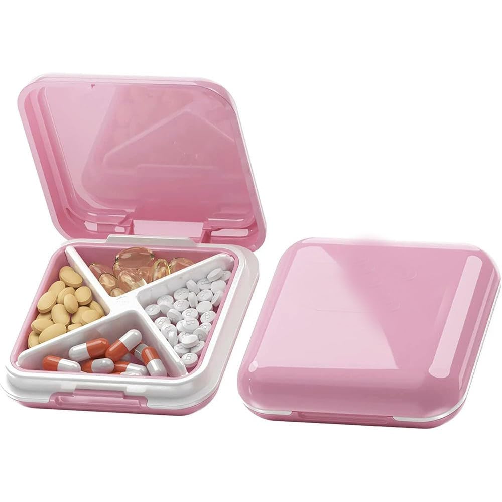 Pilulier, pilulier 7 jours, petit pilulier portable, organiseur de médicaments, mignon, for poche, 4 compartiments, for voyage