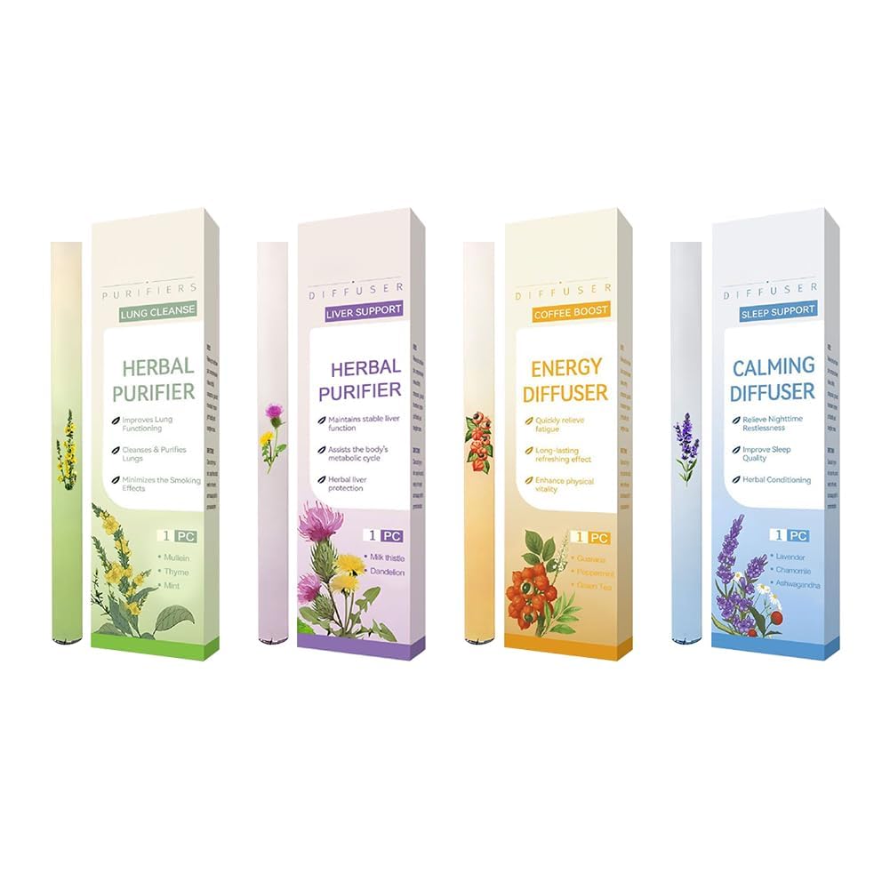 Herbal Diffuser Pen, Pure Breath Botanicals Herbal Diffuser, Mullein Diffusers Pen 2025 Upgraded with Extracts of Mullein, Improving Breathing and Oral Air Freshening 600 Uses