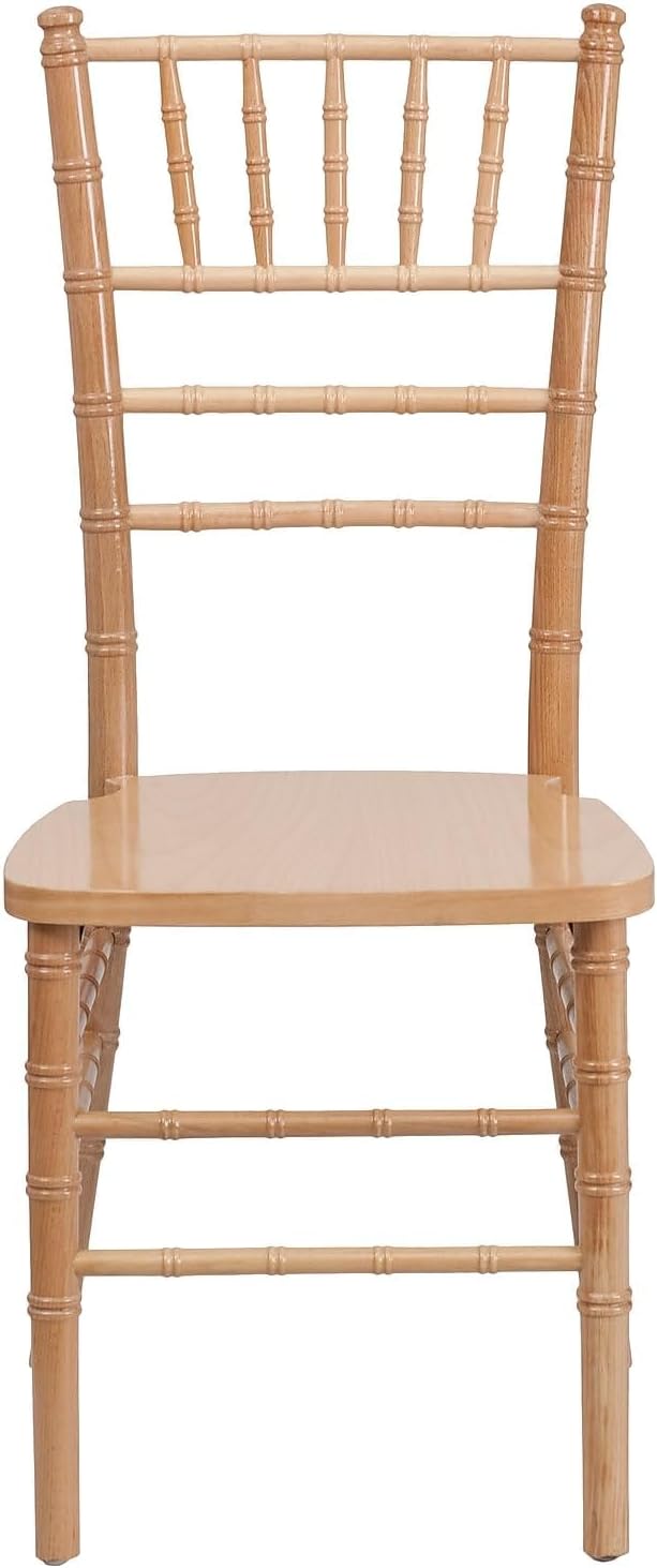 BOWERY HILL Wood Chiavari Stacking Chair, Natural Finish, Lightweight Hardwood Frame, Reinforced Stability, 36.25" H x 15.75" W x 18" D, Stackable Event Seating for Indoor or Outdoor Use