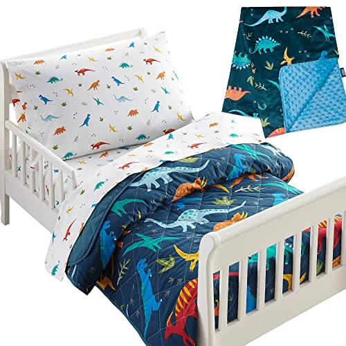 Wildkin Plush Blanket Bundle With Cotton 4 Pc Toddler Bed In A Bag (Jurassic Dinosaurs) #TOP7