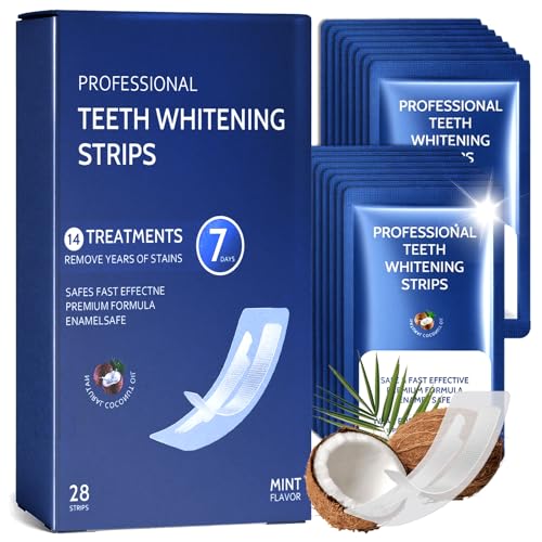 28 Piezas Tiras Blanqueadoras Dientes, Tiras Blanqueadoras Antideslizantes, Whitening Strips para Hombres y Mujeres, Para Dientes para el Café Vino y Otras Manchas, Púrpura