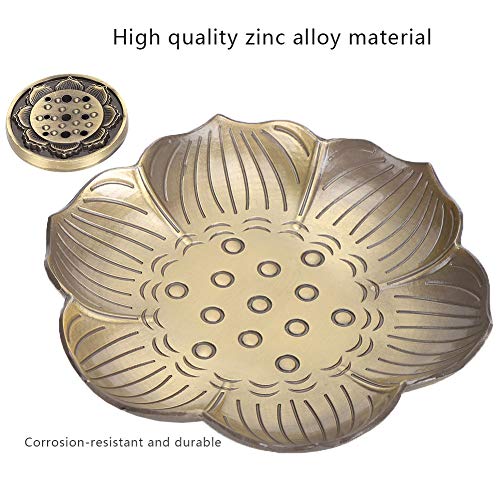 Prato para queimador de incenso, liga de zinco de bronze, palitos de incenso de lótus, suporte para