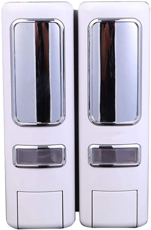 Bathroom soap Dispenser Double-Button Mounted Wall Pump Shower Gel Shampoo Conditioner (Color : White)