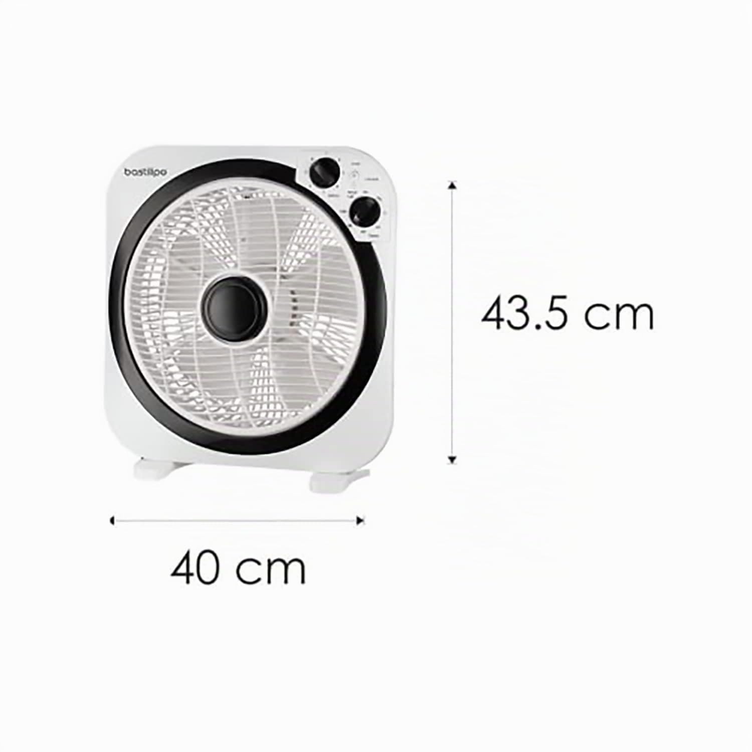 Bastilipo Zahara Ventilatore Tipo Box con Timer, 45 W, Plastica, 3 velocità, Nero/Bianco