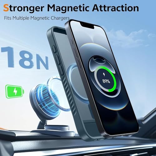 Image of KARWAN️ Ultra Hybrid Matte Back Cover Case Compatible with Magnetic Stand for iPhone 16 Pro | Wireless Charging | Camera Bump Protection (Blue)