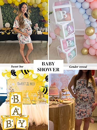 Jezero Women's Maternity Dress Off Shoulder Ruffle Sleeveless Bodycon Dress For Baby Shower #TOP2