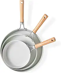 Nordic Ware Conjunto de 3 frigideiras antiaderentes de cerâmica cardamomo – Inclui 20 cm, 25 cm e 30 cm