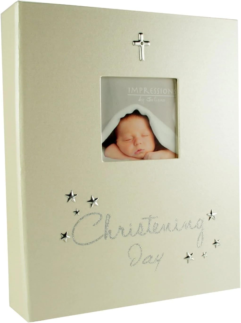 Christening Day Photo Album with Silver Cross 6x4" CG584CH