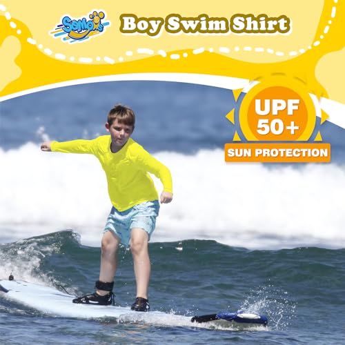 Image of Boys' Rash Guard Long Sleeve UPF 50 Sun Shirts for Toddler Kids Youth Water Swimming Rashguard
