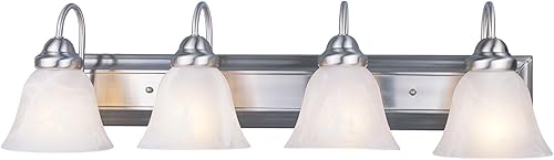 Miniatura 1 de Z-Lite 311-4V-BN Lexington - Vanidad de cuatro luces, marco de metal, acabado de níquel cepillado y sombra de remolino blanco de material de vidrio