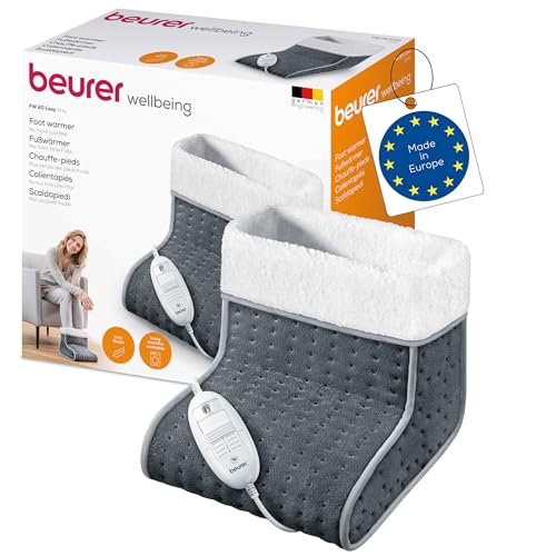 Beurer FW 20 Chauffe-pieds, avec doublure en peluche, fabriqué en Europe, chauffage électrique des pieds avec 3...