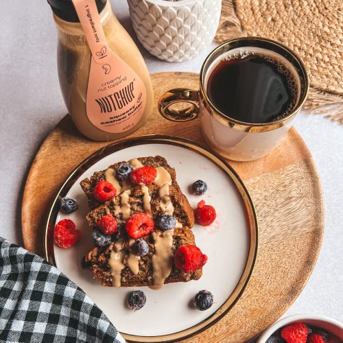 NUTCHUP | Die erste gepresste Cashewbutter | Leckeres Cremiger Nussbelag, Nuss-Topping | Soße für Pfannkuchen, Waffeln, Eiscreme, Pizza | 435g Flasche (Cashew)