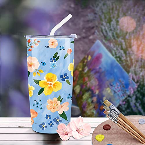 NymphFable 20oz Flor Azul Taza Termo Cafe para Llevar Taza Termica Acero Inoxidable Taza Personalizada - Imagen 8