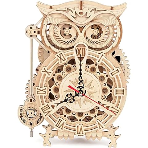 RoWood Owl Clock 3D Wooden Puzzles with Timer, Wooden Model Building Kit for Adults to Build - Educational DIY Crafts Kit, Creative Birthday Cover