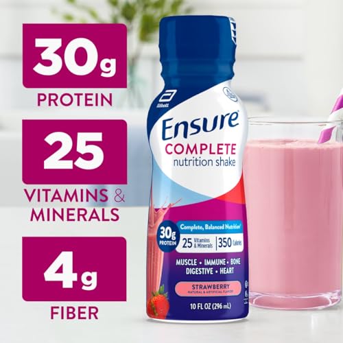 Ensure COMPLETE Strawberry Nutrition Shake, Balanced Meal Replacement, 24pk - image 3