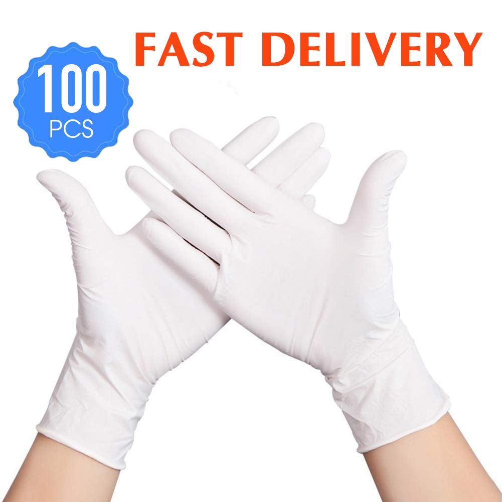 100pcs Disposable Nitrile Gloves Exam Powder-Free Gloves Disposable Cleaning Gloves Safety Isolation Gloves Catering Housework Protective Gloves (Medium)