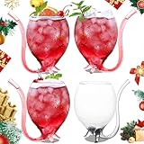 INFTYLE Vampire Wine Glass 12oz Set Of 4 Creative Cocktail Glasses Decanter Cups Mugs with Built-in Straw for Cocktail Wine Juice Ice Cream Champagne Home Bar Party Club Glassware Barware