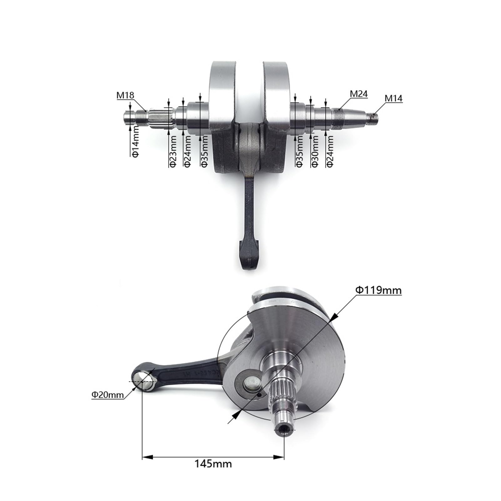 Motocicletta ALBERO MOTORE ASSEMBLAGGIO for ZONGSHEN NC450 450cc Accessori motore Motosega Albero motore Biella Bicicletta Bici