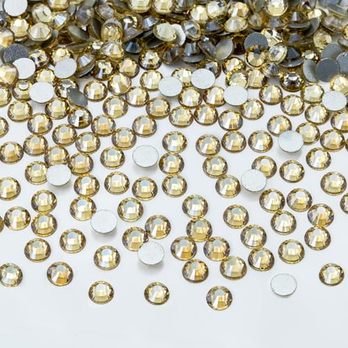 1440pcs SS16 4.0mm Champagne Gold Flatback Rhinestones Bulk K9 Glass Golden Gems Round Beads Stones Diamonds Nail Charms Jewels Nail Art Supplies Decor for Nails Eyes Face Makeup Crafts DIY Tumblers