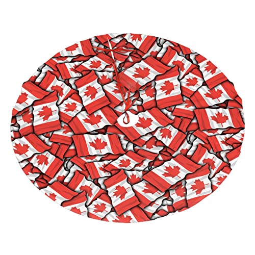 Jupe de sapin de Noël en peluche avec drapeau canadien, décoration de sapin de Noël