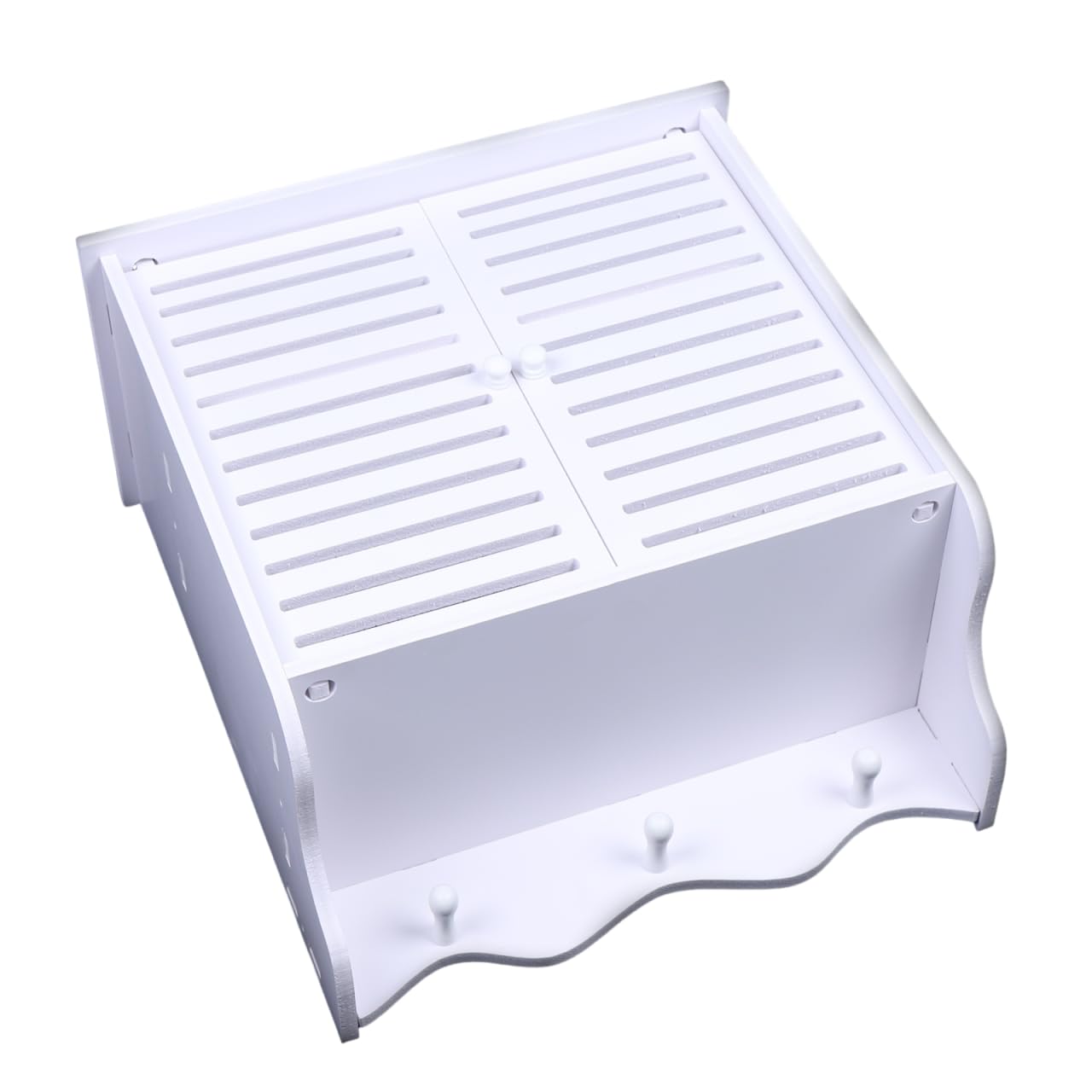Armadio da bagno a parete bianco piccolo armadio a muro ripiano a muro in PVC organizzatore di stoccaggio sopra lo sciacquone con persiane porte doppie 2 livelli ripiano di stoccaggio
