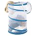 Whitmor 18 Inch Collapsible Hamper White with Blue Trim