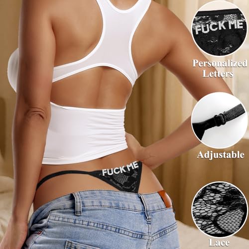 Image of Sexy Underwear for Women, Lace Thongs with Sparkling Letter Charms, Fun and Flirty Panties for Women Sexy